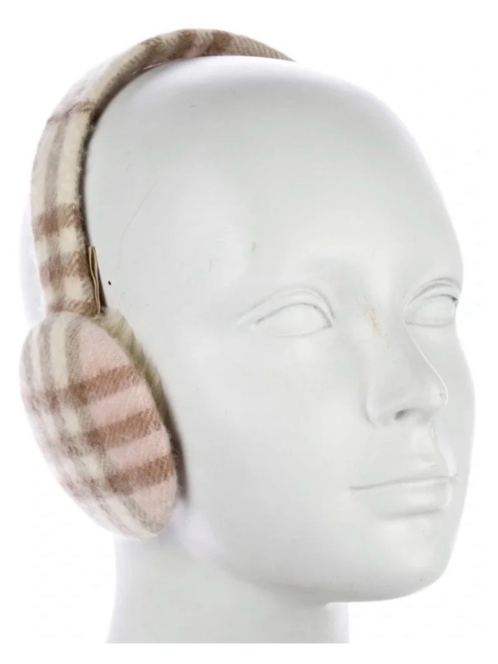 Cashmere Plaid Pink & Beige Burberry Earmuffs
